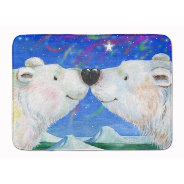 Jensendistributionservices Polar Bears Polar Kiss by Debbie Cook Machine Washable Memory Foam Mat MI2550617